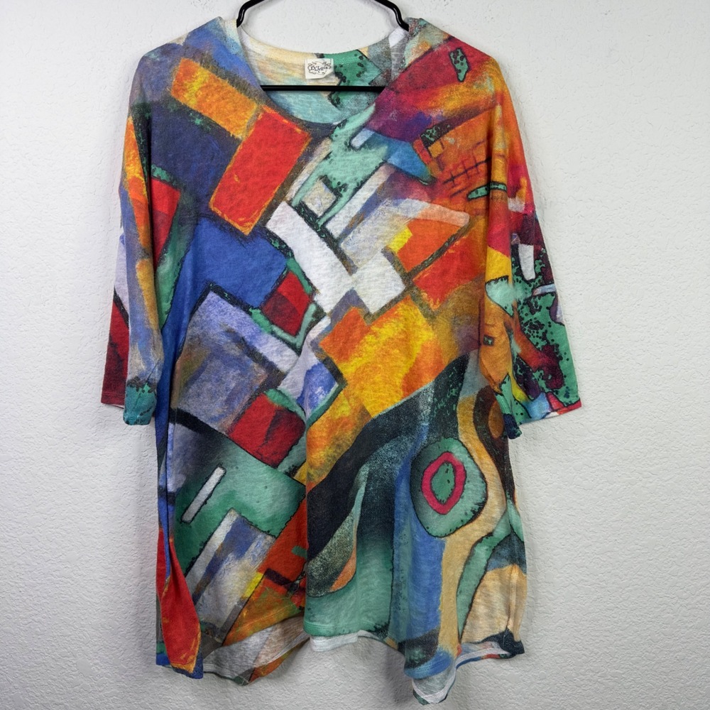 Et Lois Shirt Womens L Colorful Abstract Art to Wear Lagenlook USA‎ Maximalist